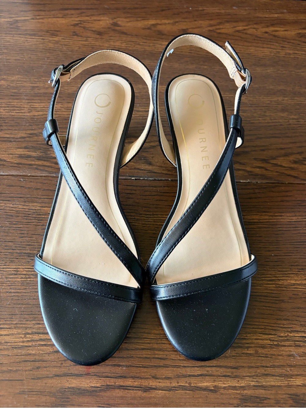 Journee Collection Black Strappy Slingback Sandals